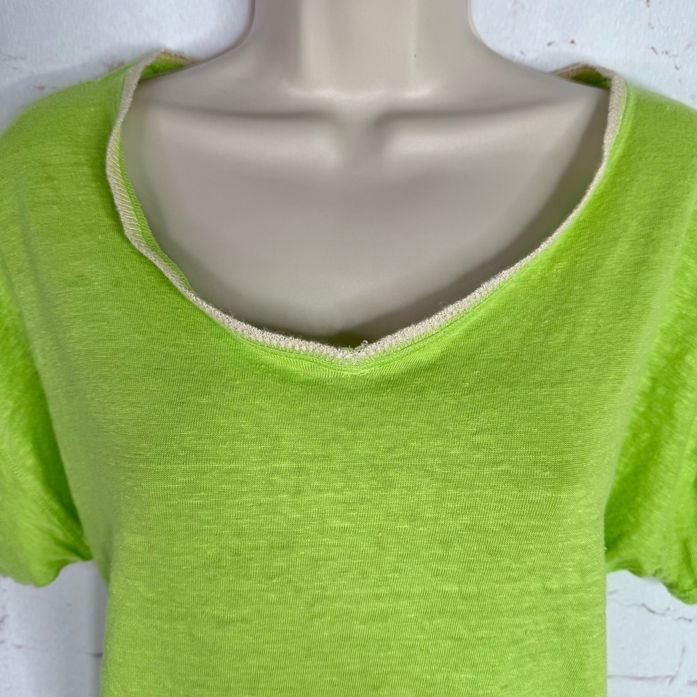 CHICO’S M Runs Large Loose Fit V-Neck Short Sleeve Light Knit Top Chico Size 1 - Picture 2 of 14